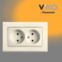 Розетка двойная без заземления крем VIKO LINNERA 